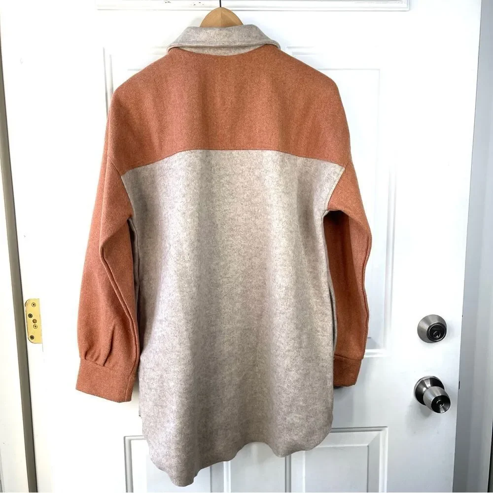 Hem & Thread Tan and Orange Shacket Size Medium NWOT - Picture 6 of 7